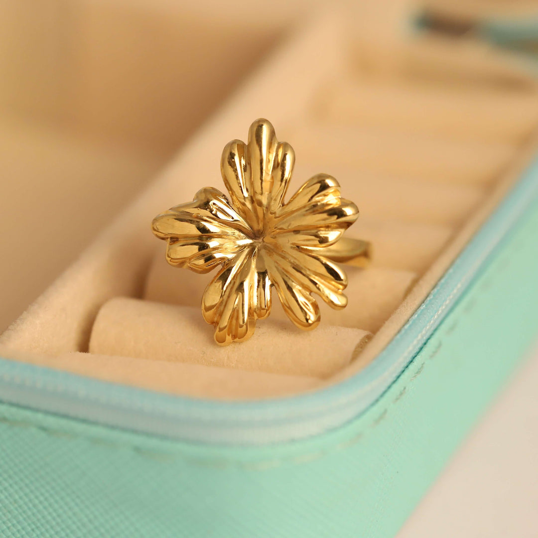 Golden Bloom Floral Statement Ring