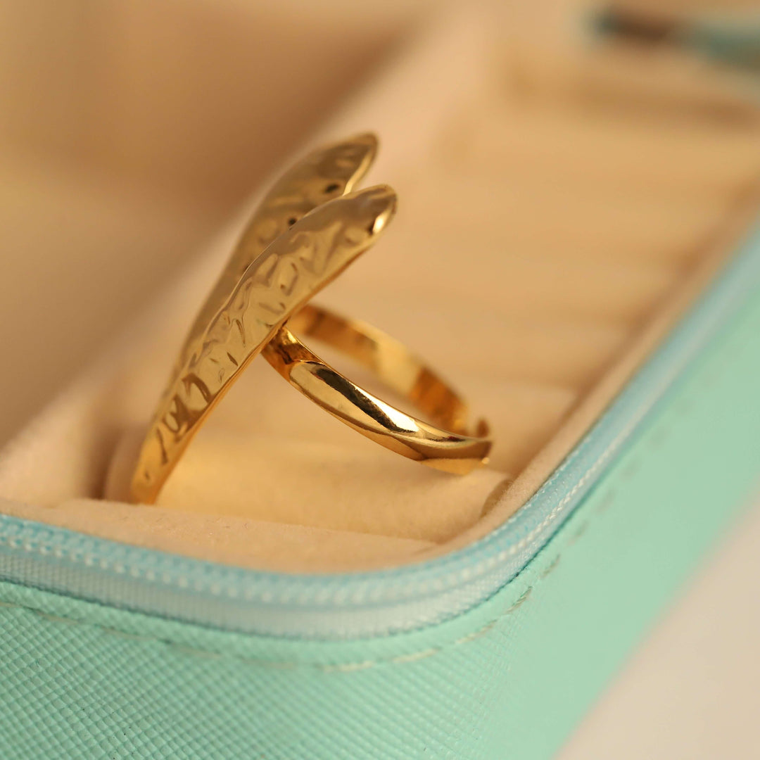 Golden Textured Heart Statement Ring