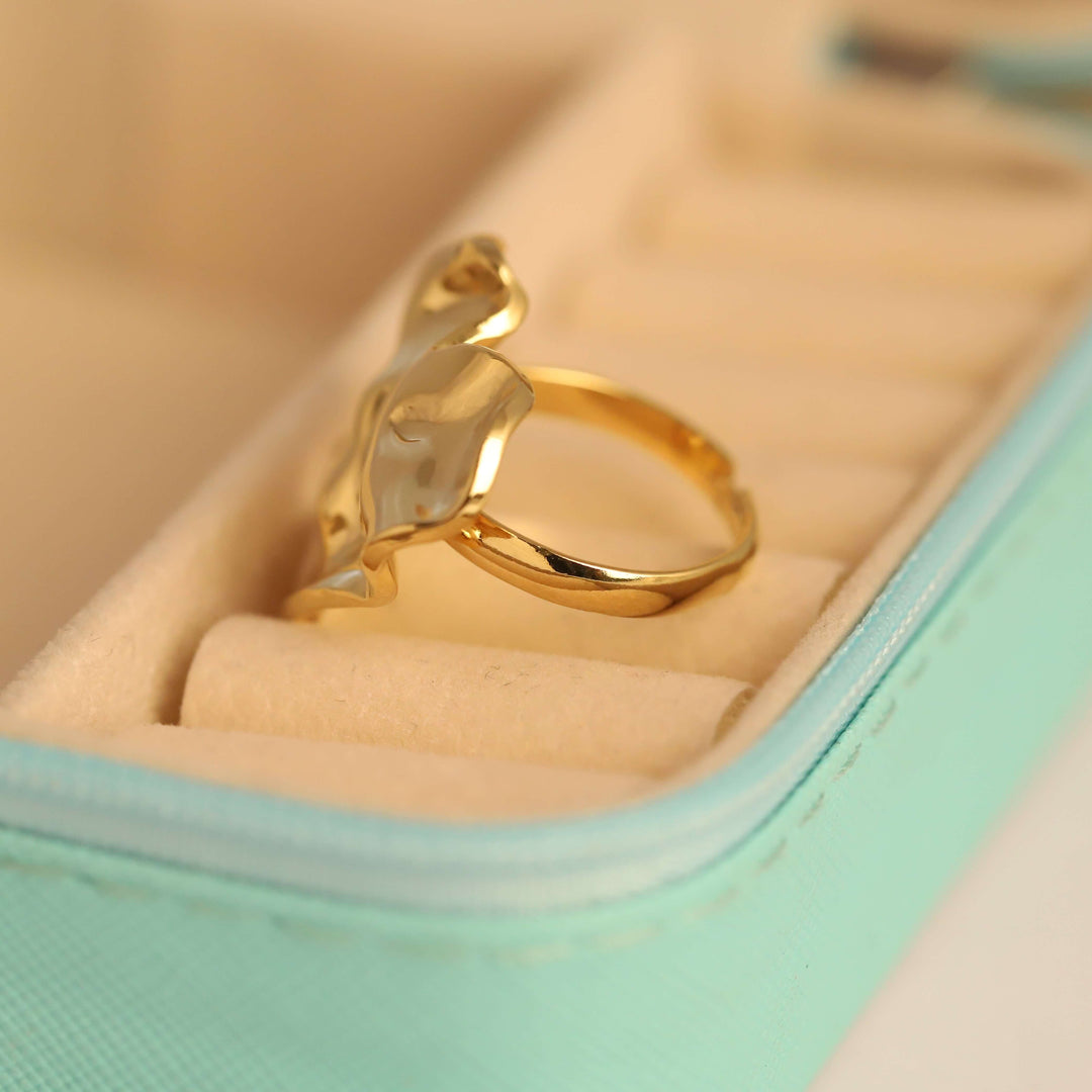 Golden Abstract Heart Statement Ring