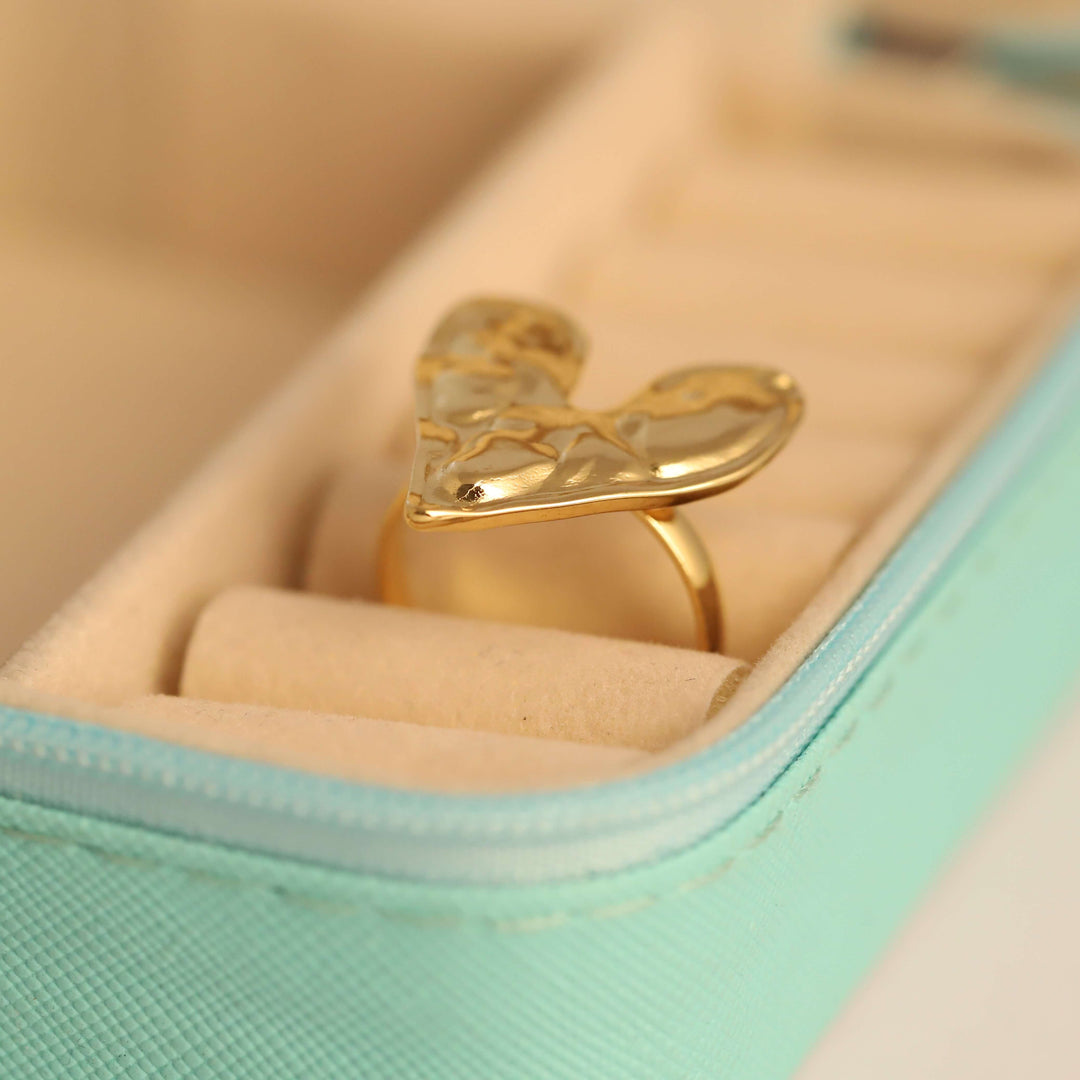 Golden Abstract Heart Open Ring