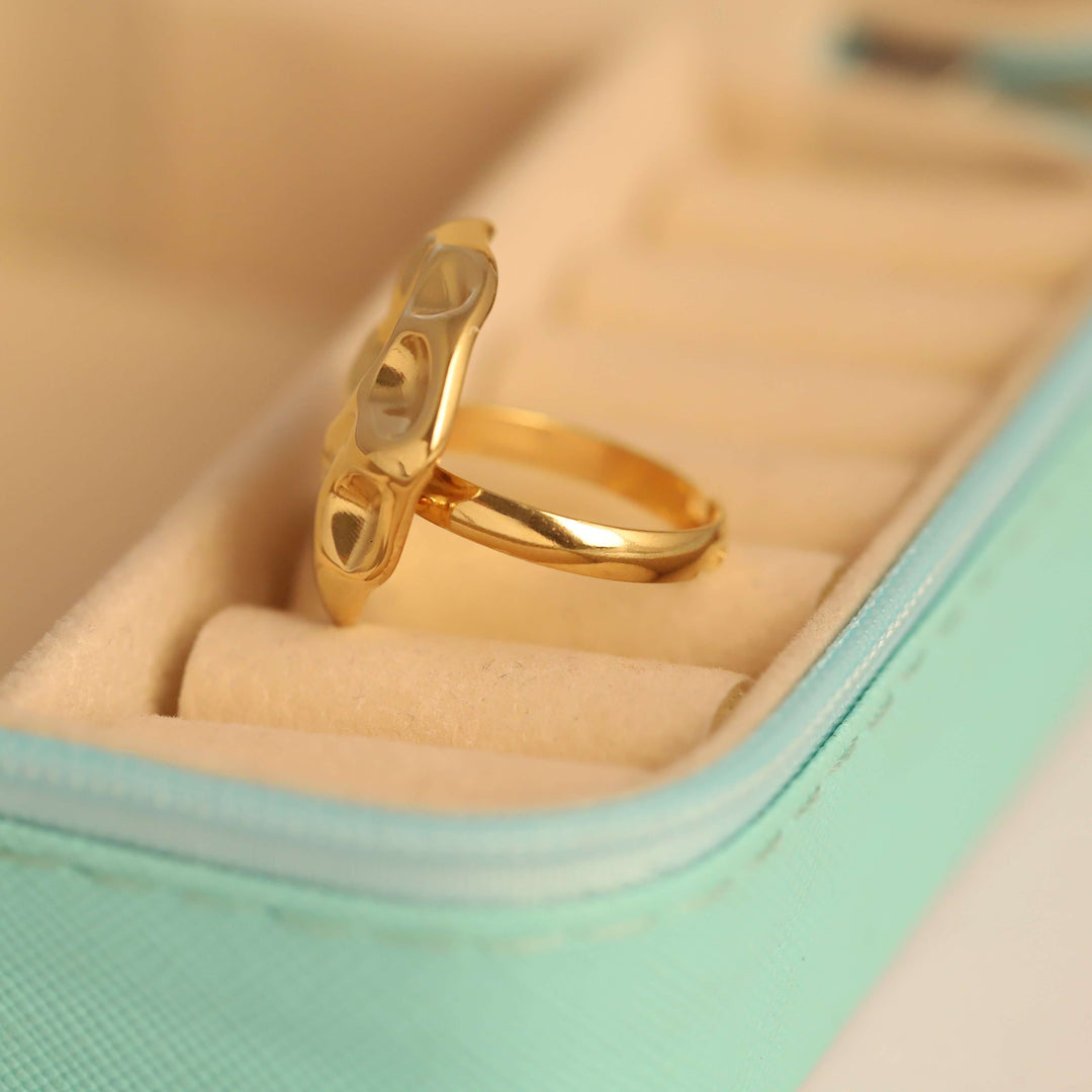 Golden Textured Dome Statement Ring