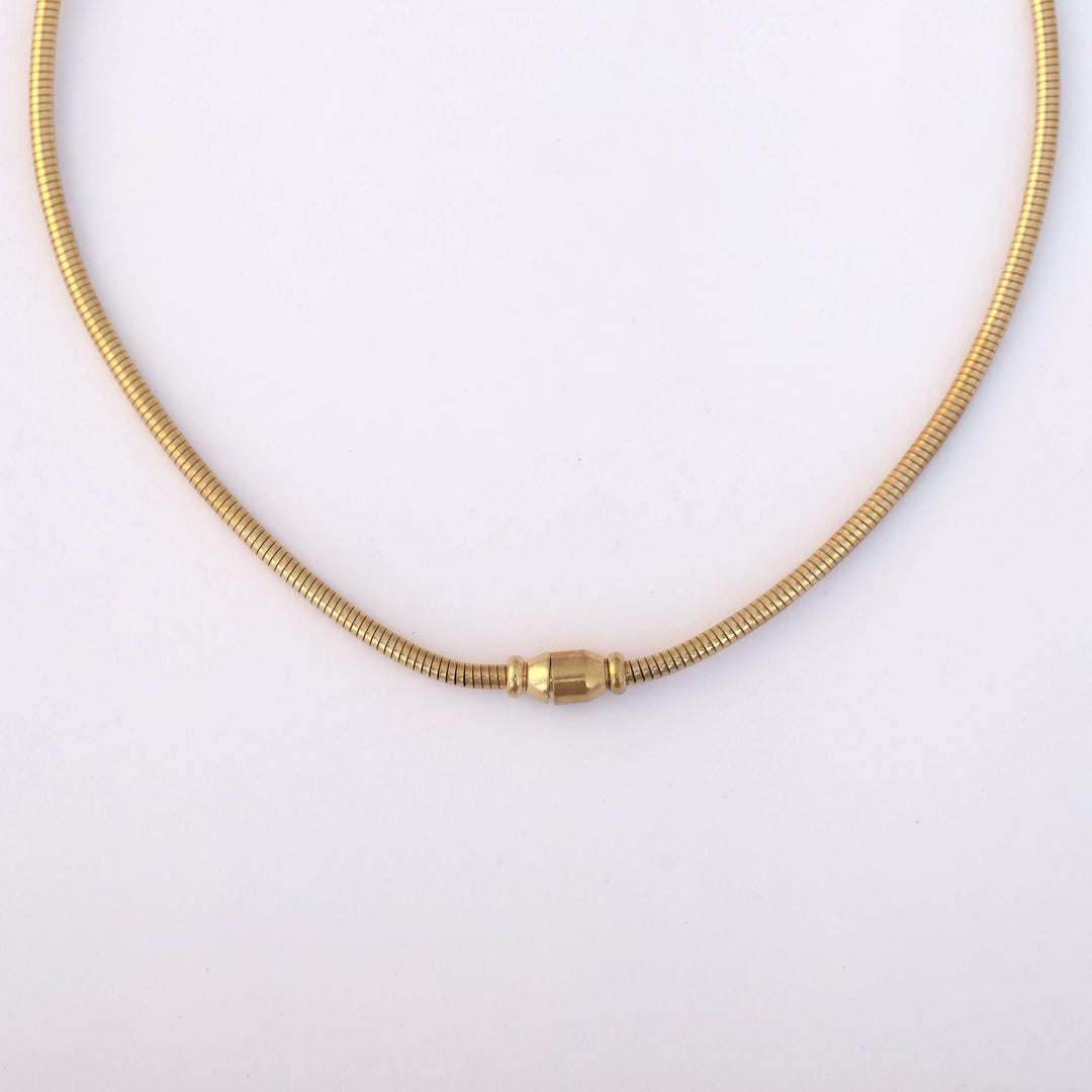 Golden Bow Heart Charm Snake Chain Choker – Premium Anti-Tarnish