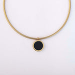 Load image into Gallery viewer, Black &amp; White Enamel Circle Charm Choker – Anti-Tarnish Gold Stainless Steel Necklace
