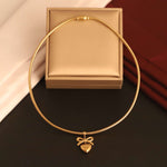 Load image into Gallery viewer, Golden Bow Heart Charm Snake Chain Choker – Premium Anti-Tarnish
