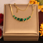 Load image into Gallery viewer, Golden Emerald-Cut Stone Statement Necklace
