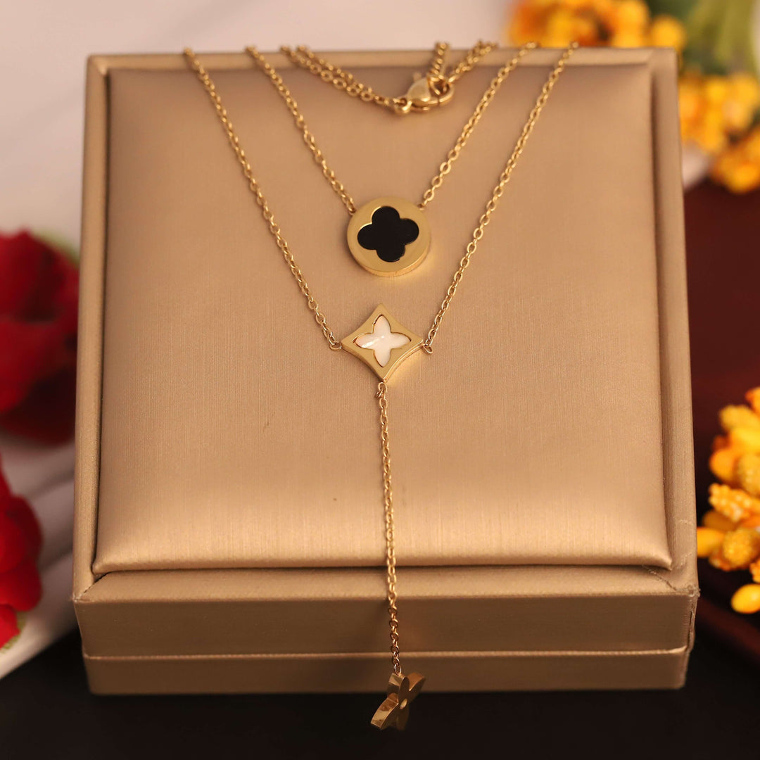 Golden Clover & Star Layered Necklace