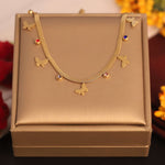 Load image into Gallery viewer, Gold Plated Multi-Butterfly Charm Necklace with Colorful Crystal Drops
