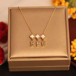 Load image into Gallery viewer, Golden Triple Clover &amp; Crystal Drop Necklace
