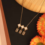 Load image into Gallery viewer, Golden Triple Clover &amp; Crystal Drop Necklace

