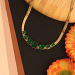 Load image into Gallery viewer, Golden Emerald-Cut Stone Statement Necklace

