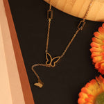 Load image into Gallery viewer, Black Enamel Butterfly Drop Layered Necklace
