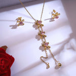 Load image into Gallery viewer, Blossom Pink Crystal Floral Necklace &amp; Earrings Set

