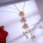 Load image into Gallery viewer, Blossom Pink Crystal Floral Necklace &amp; Earrings Set
