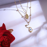 Load image into Gallery viewer, Golden Hamsa Hand Layered Necklace Set
