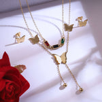 Load image into Gallery viewer, Luxe Butterfly Trio Necklace &amp; Earrings Set with Colorful Charms
