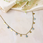 Load image into Gallery viewer, Evil Eye &amp; Heart Charm Necklace
