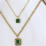 Load image into Gallery viewer, Green Square Gemstone Necklace
