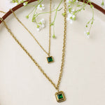 Load image into Gallery viewer, Green Square Gemstone Necklace
