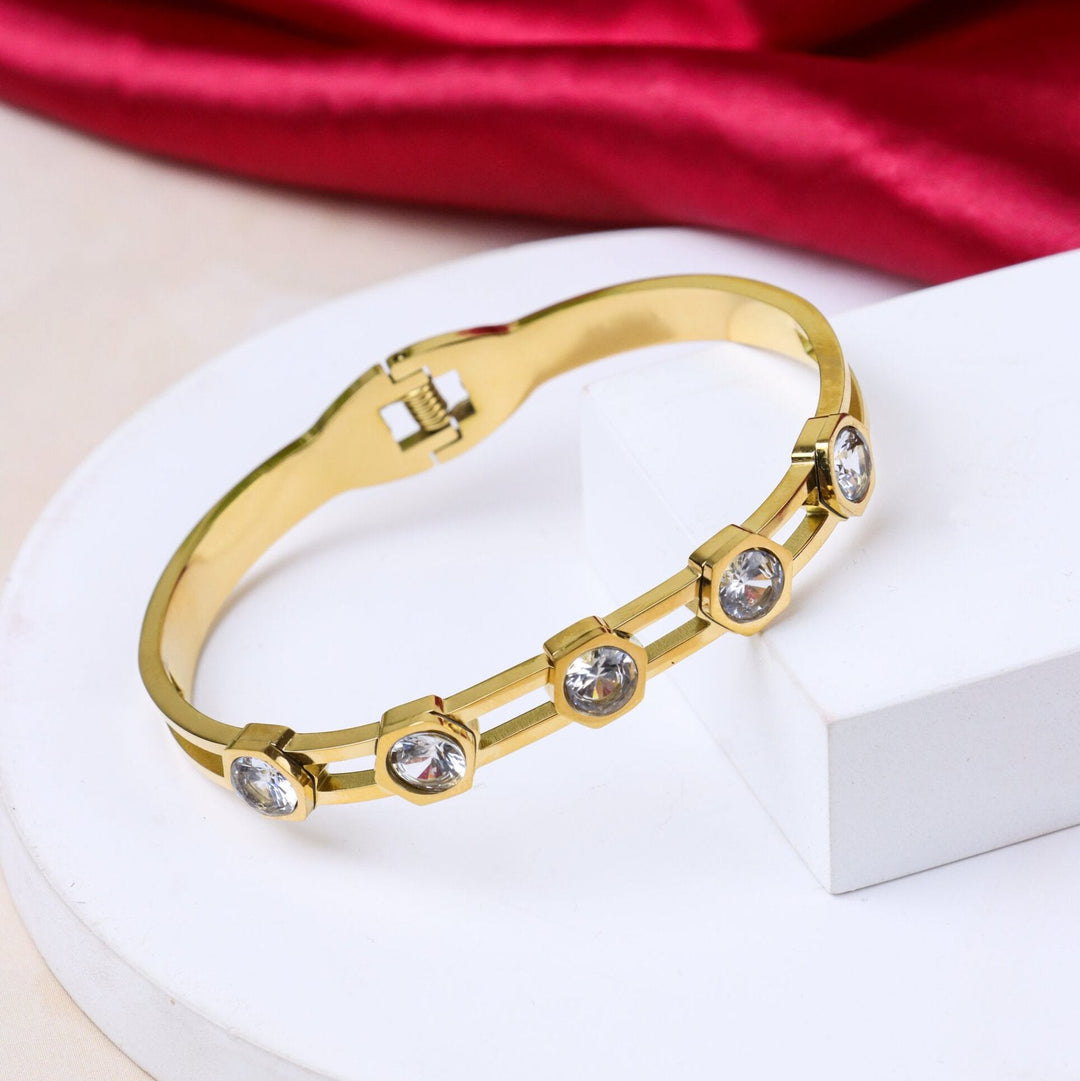 Crystal-Studded Gold Bracelet
