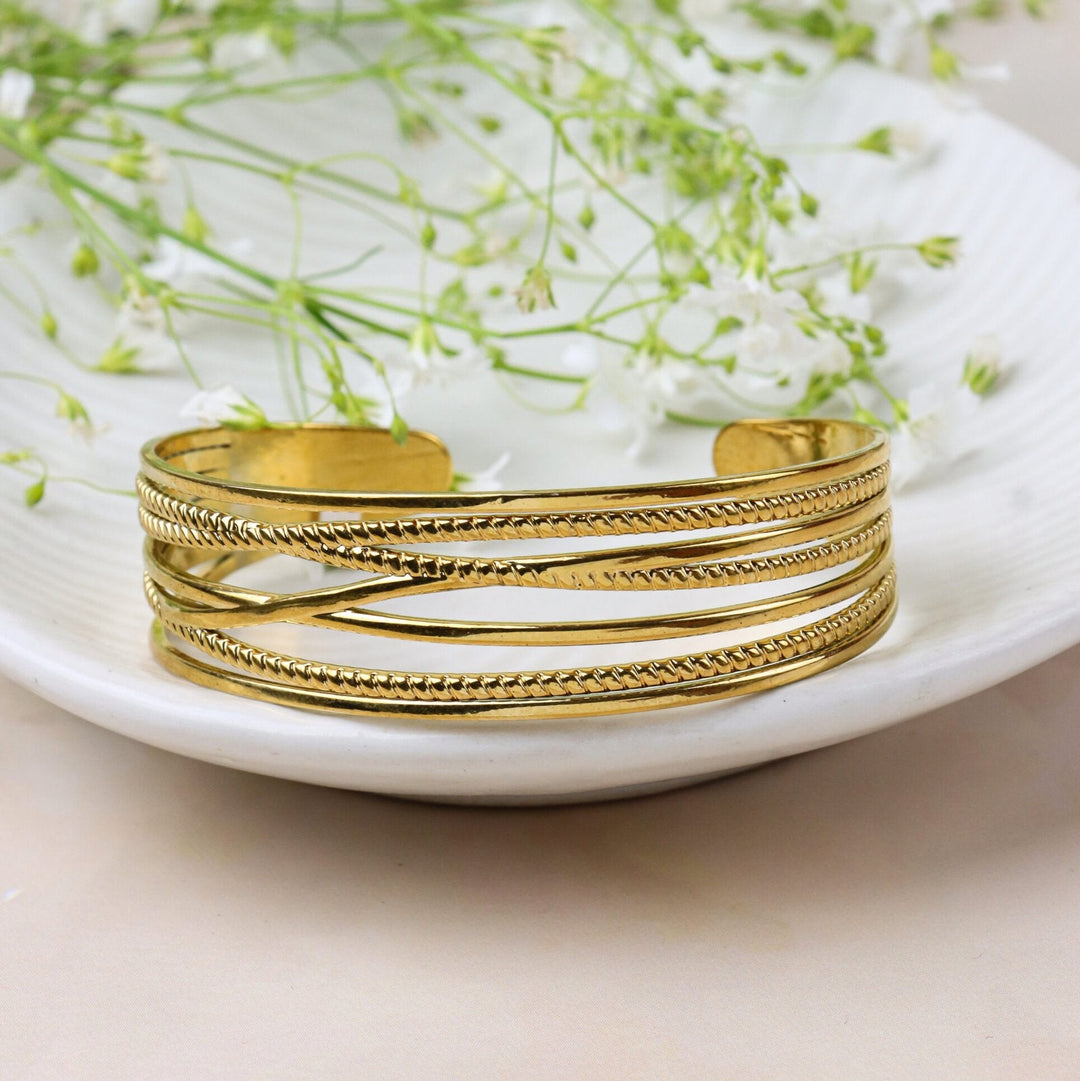 Multi-Strand Gold Cuff Bracelet