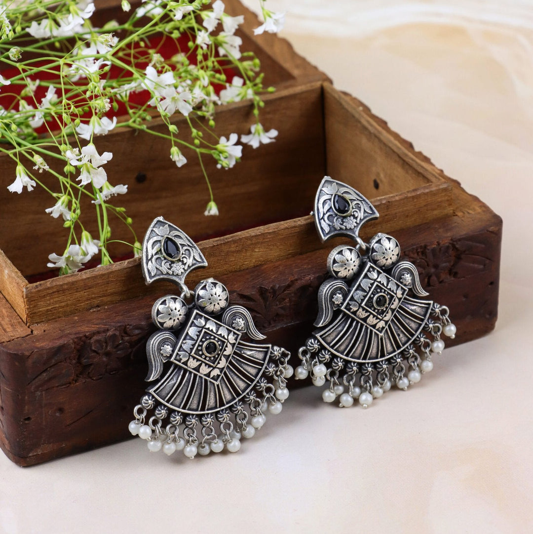 Silver-Plated Jhumka with Pearl