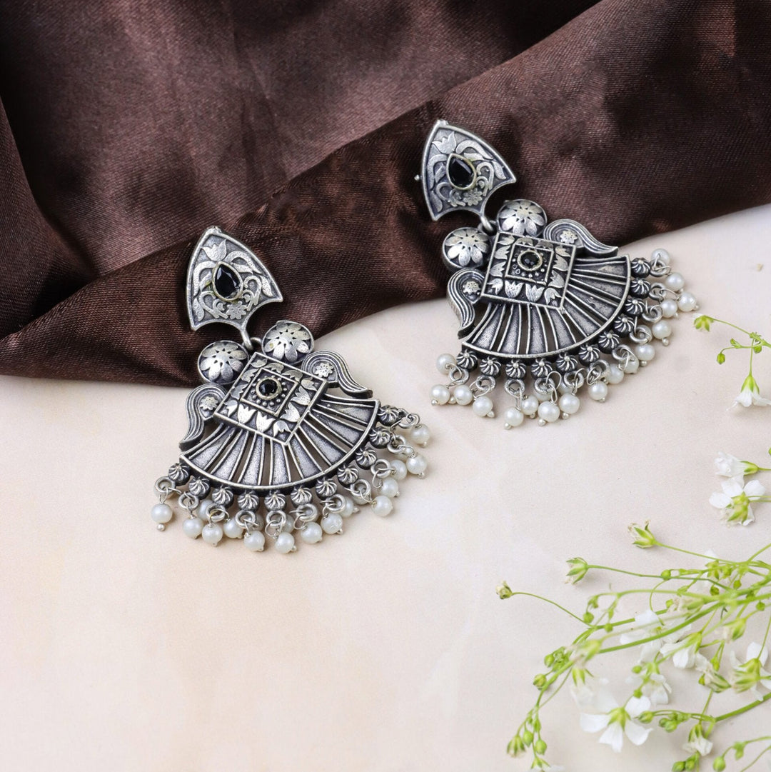 Silver-Plated Jhumka with Pearl