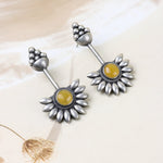 Load image into Gallery viewer, Sunflower Stud Earrings with Yellow Stone
