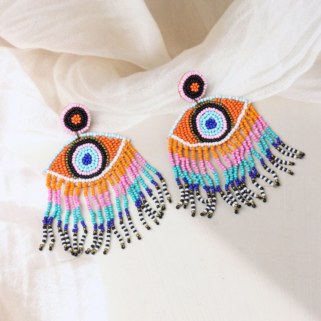 Beaded Evil Eye Earrings