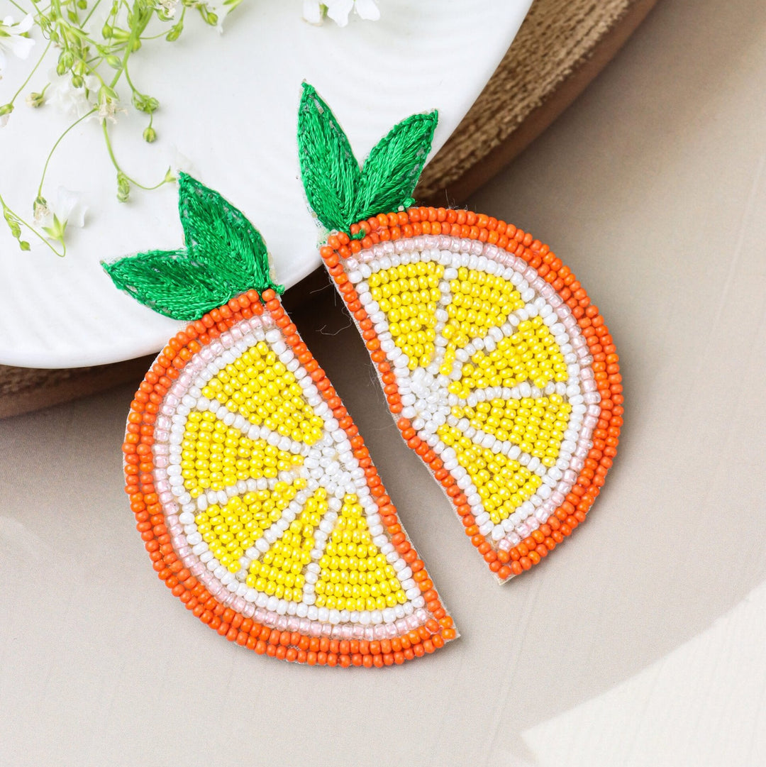 Beaded Orange Slice Earrings