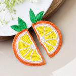 Load image into Gallery viewer, Beaded Orange Slice Earrings
