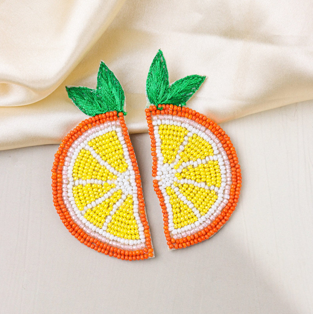 Beaded Orange Slice Earrings