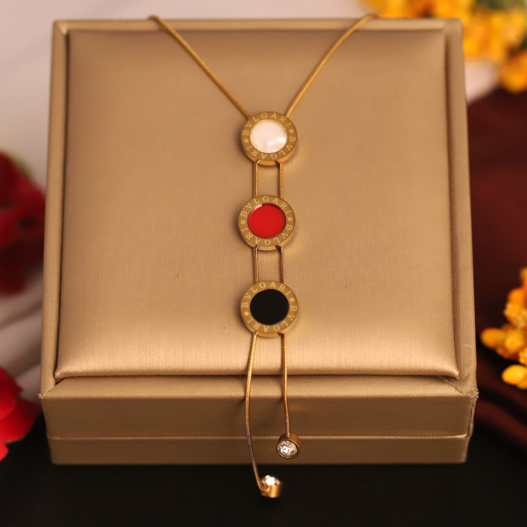 Luxury Tricolor Enamel Medallion Necklace – Anti Tarnish Gold Plated