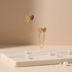 Load image into Gallery viewer, golden-bow-chain-drop-earrings-ser-362
