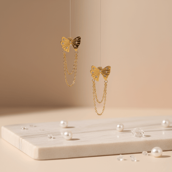 golden-bow-chain-drop-earrings-ser-362