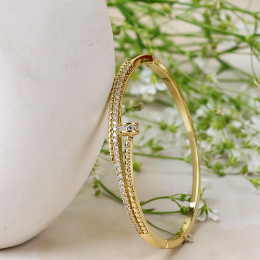 Crystal Nail Gold Bracelet