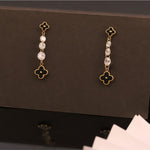 Load image into Gallery viewer, black-clover-crystal-drop-earrings-ser-346
