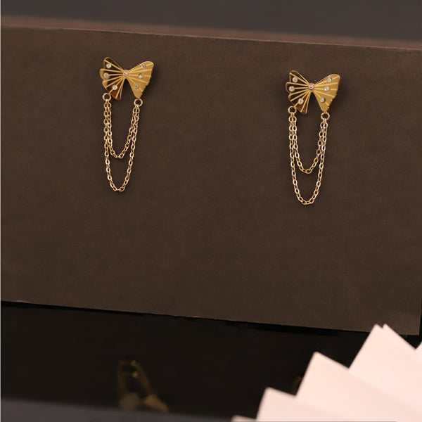golden-bow-chain-drop-earrings-ser-362