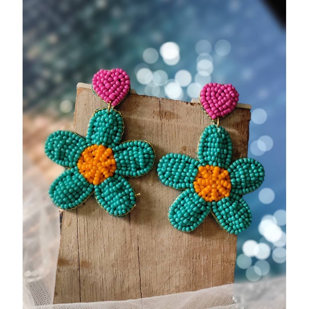Beaded Flower Earrings