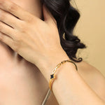 Load image into Gallery viewer, Gold Link Bracelet with Black Enamel
