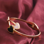 Load image into Gallery viewer, Dual Heart Enamel Bangle – Anti Tarnish Gold Plated
