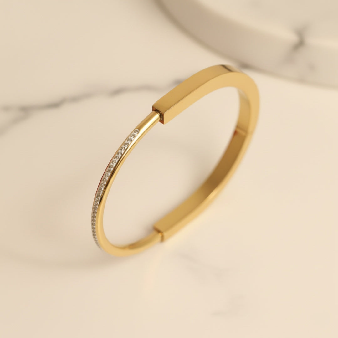 Elegant CZ Half-Stoned Bangle
