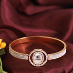 Load image into Gallery viewer, Luxury White Enamel Crystal Bangle – Anti Tarnish Gold Plated

