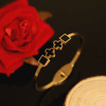 Load image into Gallery viewer, Black Clover Charm Bangle – Anti Tarnish Gold Plated
