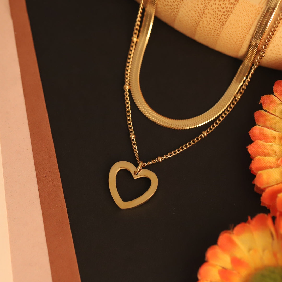 Golden Heart Dual Layer Necklace