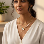 Load image into Gallery viewer, Evil Eye Lock &amp; Key Pearl Chain Necklace
