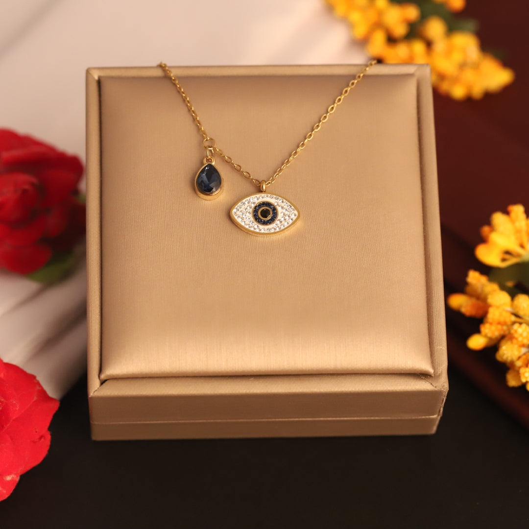 Blue Evil Eye Dual Pendant Necklace