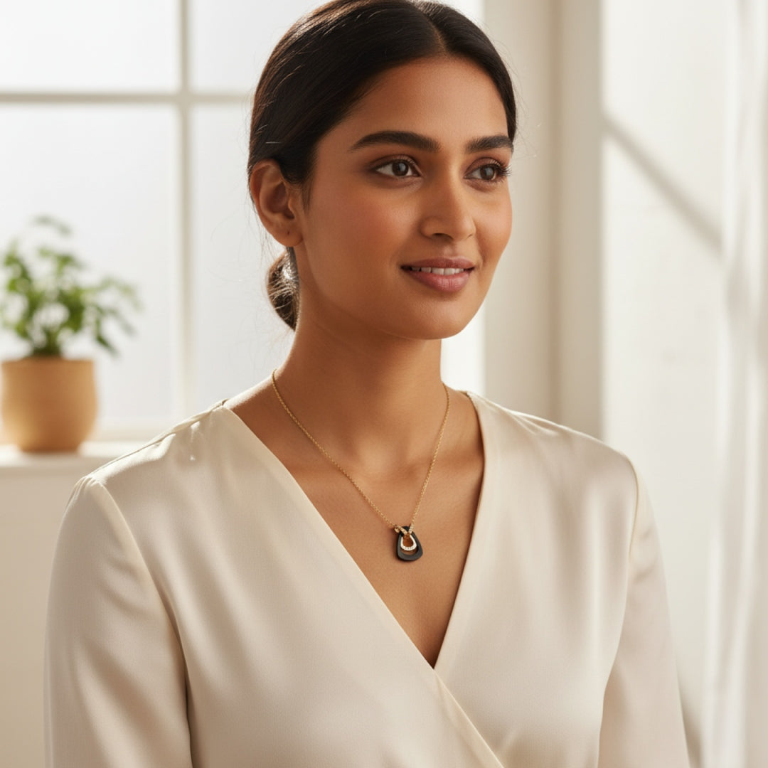 Black Enamel Luxe Pendant Necklace