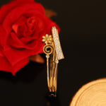 Load image into Gallery viewer, Floral Swirl CZ Designer Bangle – Anti Tarnish Gold Plated
