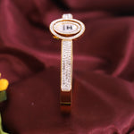 Load image into Gallery viewer, Luxury White Enamel Crystal Bangle – Anti Tarnish Gold Plated
