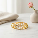 Load image into Gallery viewer, Crystal Heart Cut-Out Bangle – Anti Tarnish Gold Plated

